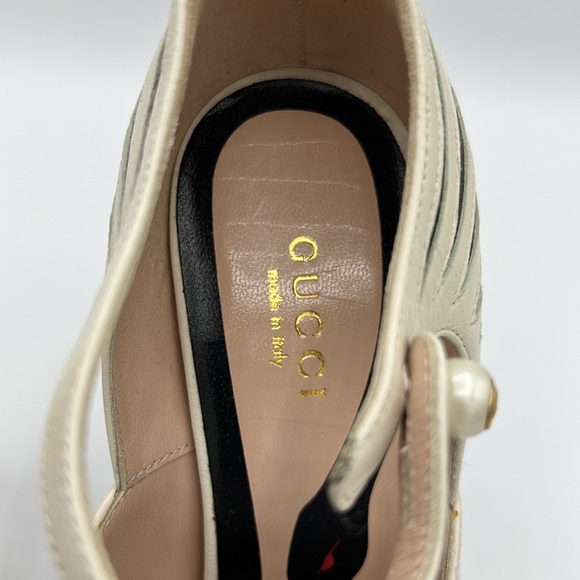 GUCCI LESLEY ZEBRA-INLAY MARYJANE WITH PEARLS PUMP HEELS SIZE 35 - Picture 9 of 10